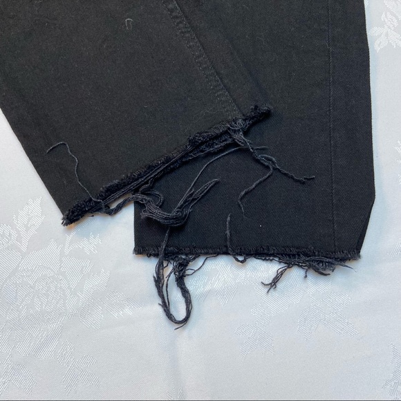 Re/Done Originals high-rise stovepipe jet black raw hem denim jeans size 24 - Picture 12 of 15